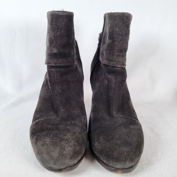 Rag & Bone Womens Newbury Bootie Size 7 Black Suede Heels Zip Grunge Distressed - Picture 2 of 11